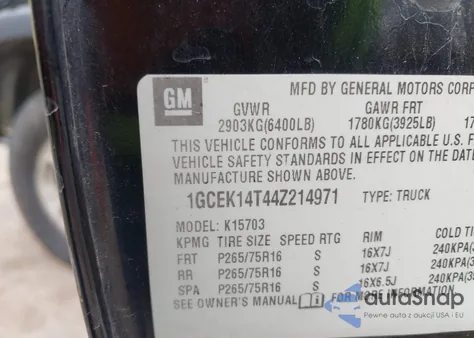 2004 Chevrolet Silverado 1500 Z71 из США, поврежденный, VIN 1GCEK14T44Z214971